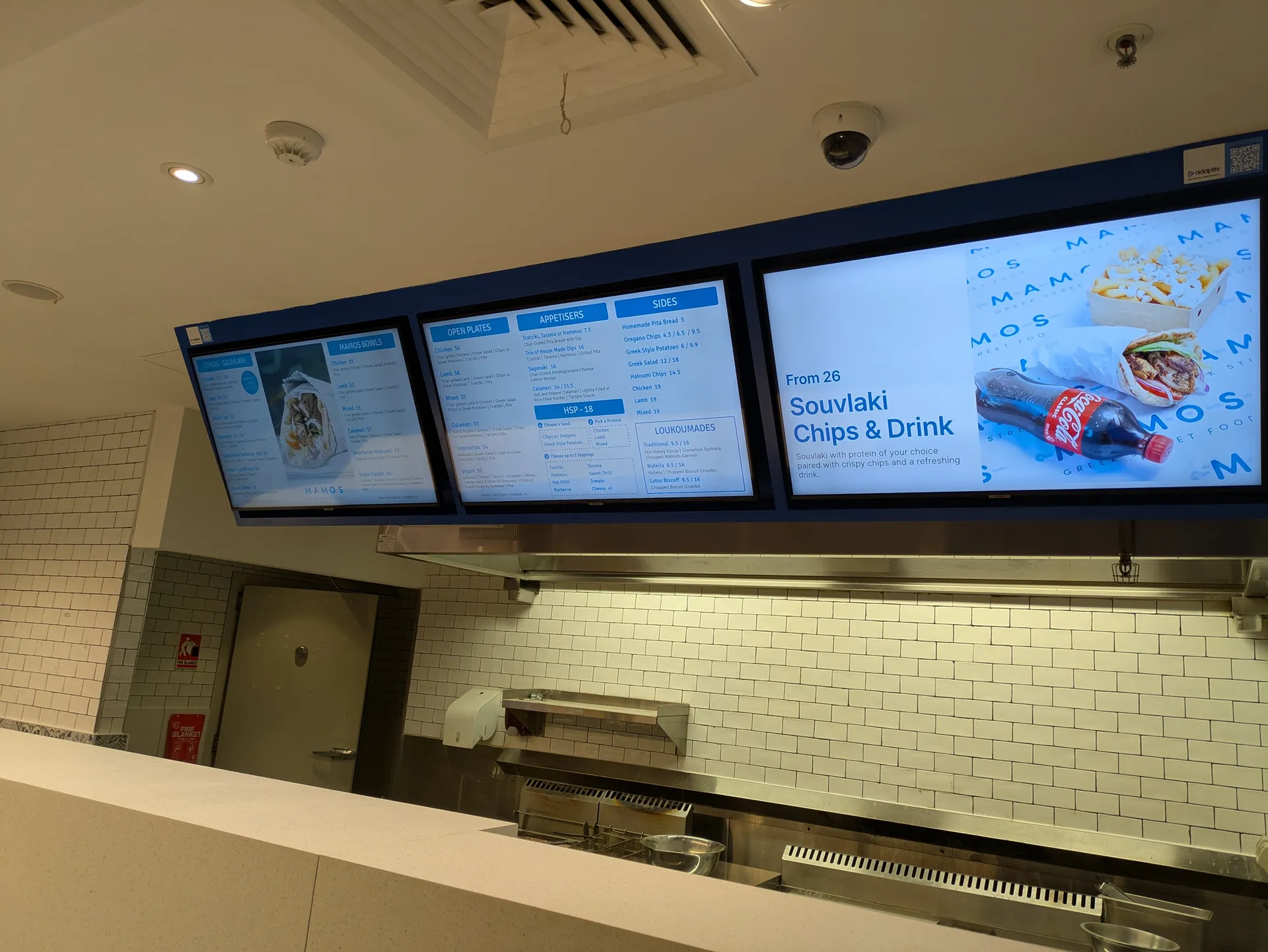 Mamos Greek Street Food Bourke Street Digital Menu Boards Gyros Souvlaki Melbourne