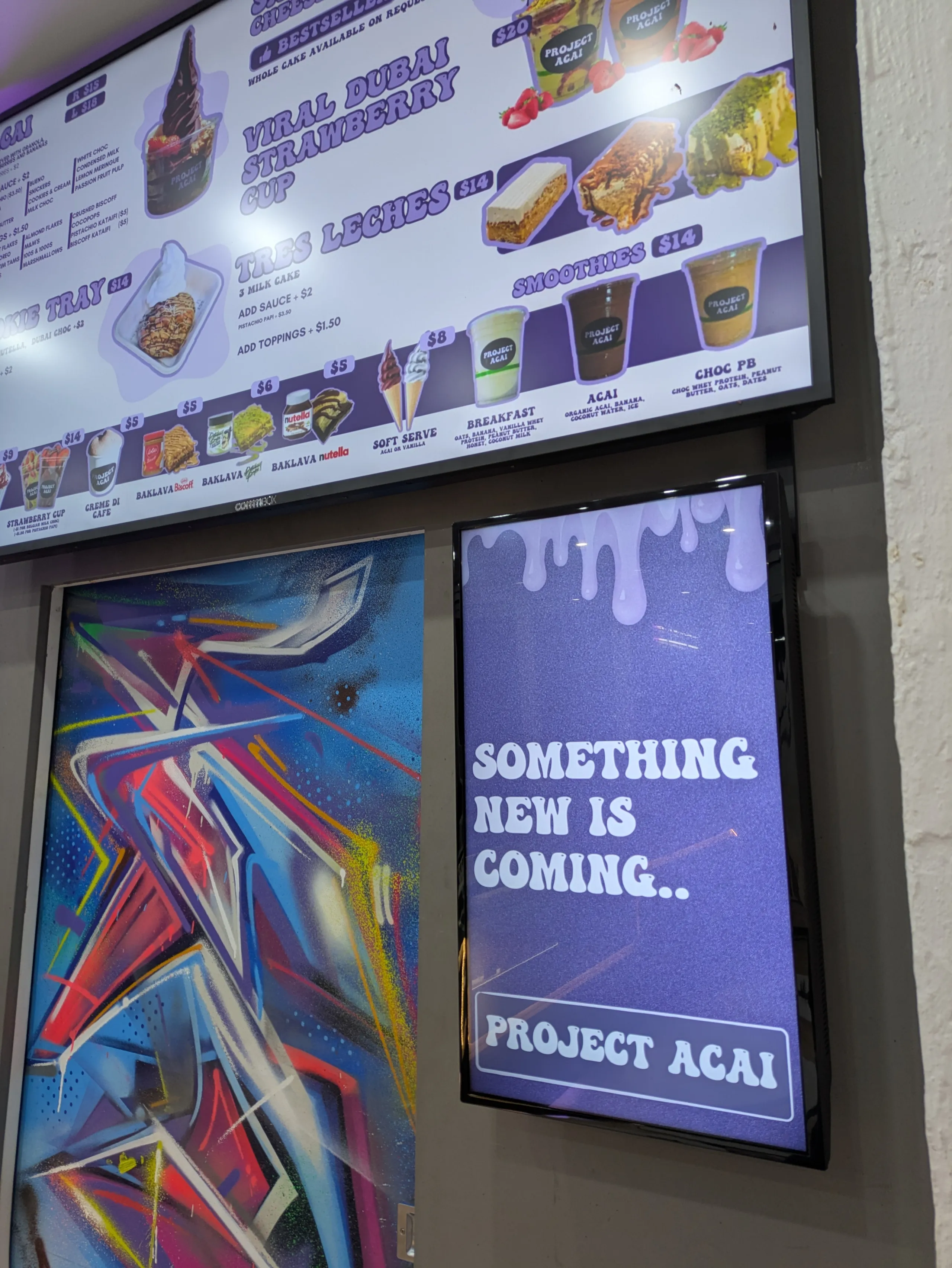 Project Acai Digital Menu Boards San Sebastian Cheesecake Dubai Strawberry Cup