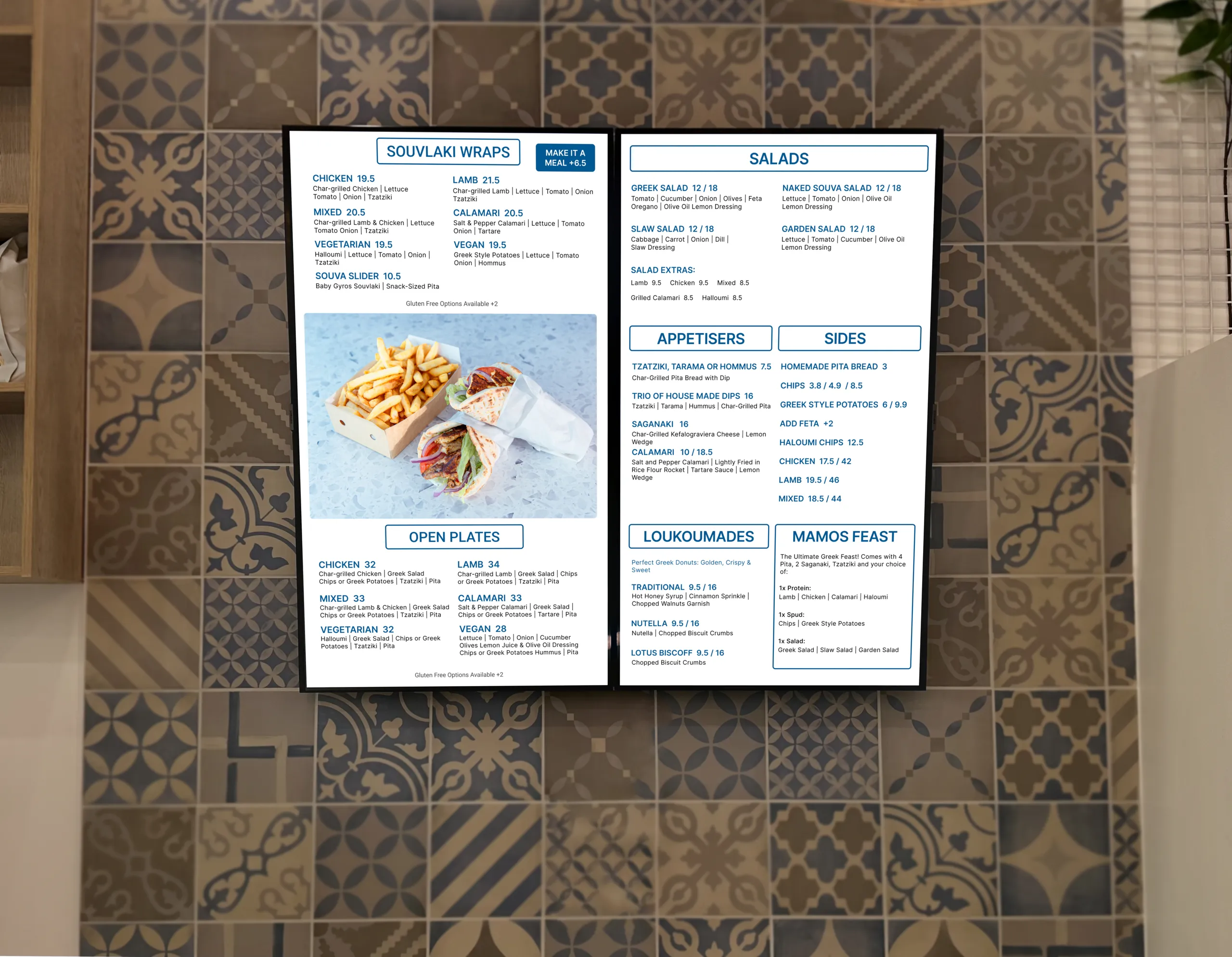 Mamos Greek Street Food Swanston Street Digital Menu Boards Melbourne